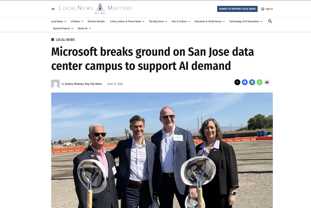 News: Microsoft breaks ground on San Jose data center campus to support AI demand